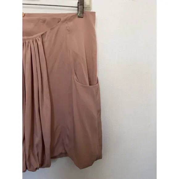 Anne Valerie hash pink silk gathered pleated middle bubble hem mini skirt M - Picture 2 of 10